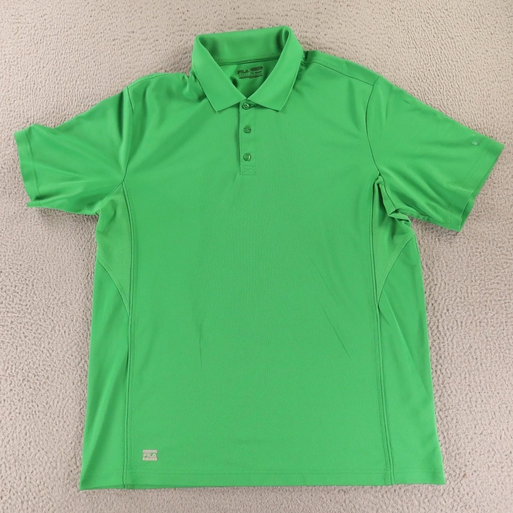 FILA Polo Shirt Mens XL Green solid Fila Sport Golf Polo Performance